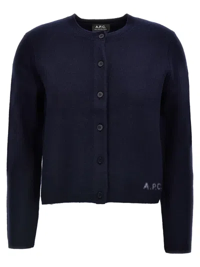 Apc A.p.c. Mila Virgin Wool Cardigan In Blue