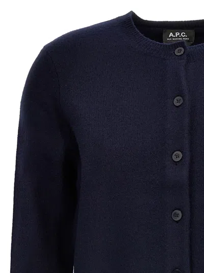 Apc A.p.c. Mila Virgin Wool Cardigan In Blue