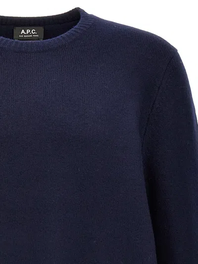A.p.c. A. P.c. Merino Wool Edward Logo Sweater In Blue