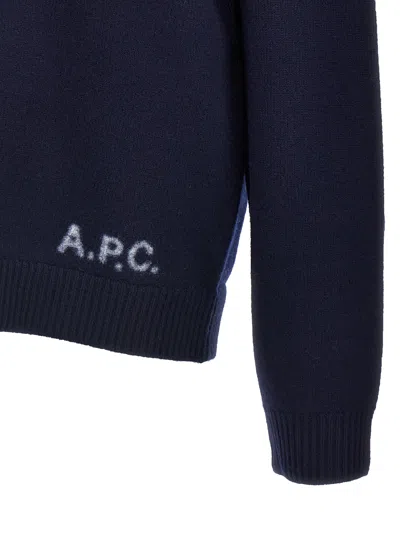 A.p.c. A. P.c. Merino Wool Edward Logo Sweater In Blue