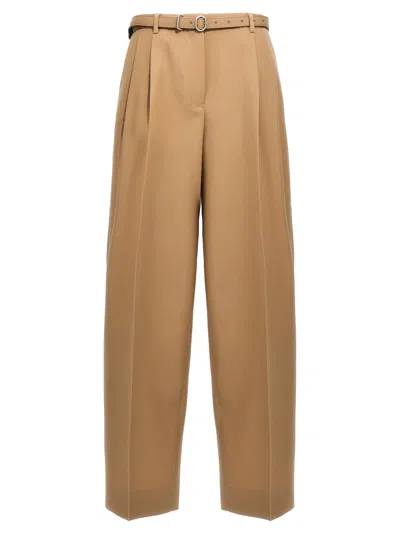Jil Sander Gabardine Belt Pants In Beige