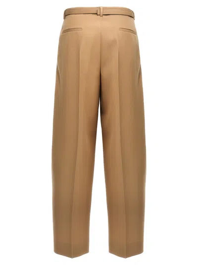 Jil Sander Gabardine Belt Pants In Beige