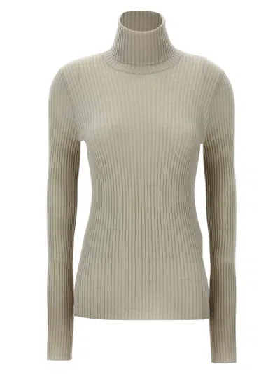 Nude Ribbed Sweater In White