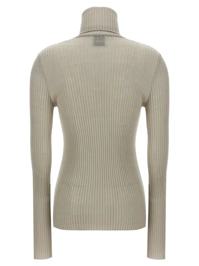 Nude Ribbed Sweater In White