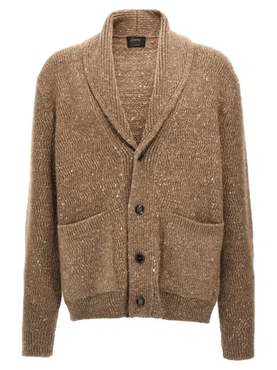 Shop Brioni Shawl Neck Cardigan In Beige