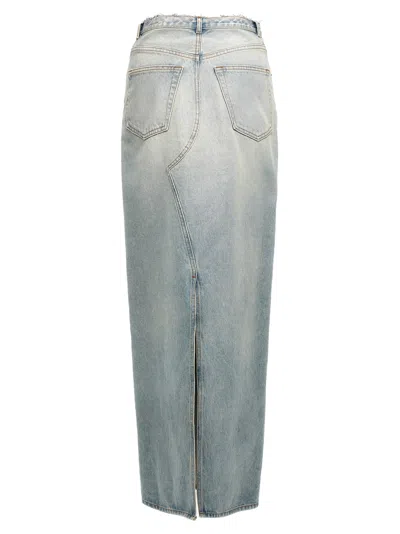 Shop Mm6 Maison Margiela Long Skirt Slits In Light Blue