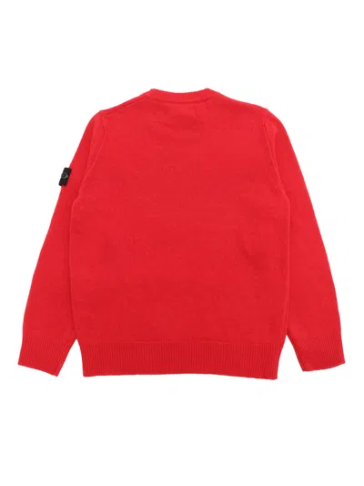 Stone Island Junior Compass-badge Knitted Jumper In Red