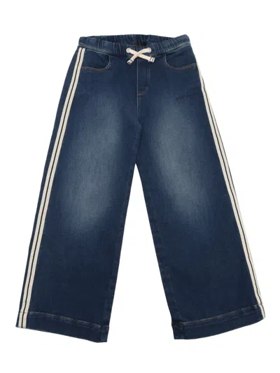 Palm Angels Blue Jeans For Girl With Logo In Blue