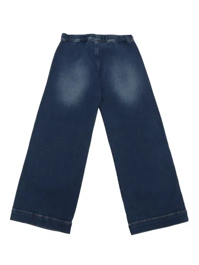 Palm Angels Blue Jeans For Girl With Logo In Blue