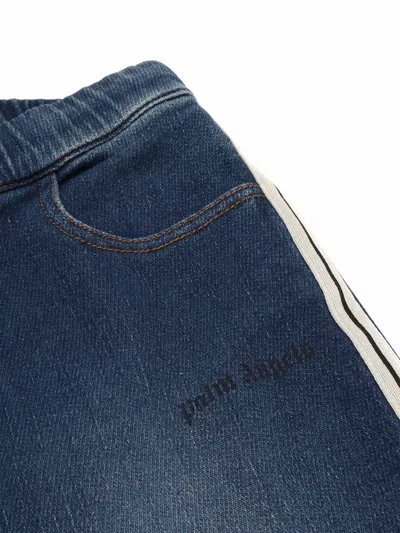 Palm Angels Blue Jeans For Girl With Logo In Blue