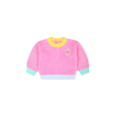 Billieblush Color Block Sweater For Baby Girl In Fuchsia