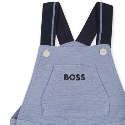 Hugo Boss Grey Dungarees For Baby Boy With Logo In Grey