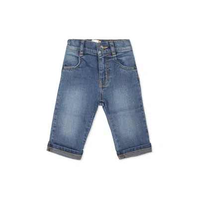 Timberland Blue Jeans For Baby Boy With Logo In Denim
