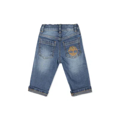 Timberland Blue Jeans For Baby Boy With Logo In Denim