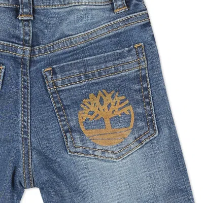 Timberland Blue Jeans For Baby Boy With Logo In Denim