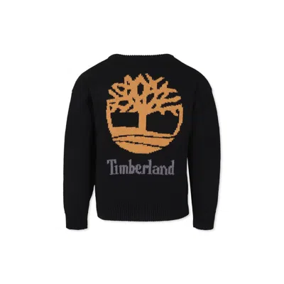 Timberland Black Sweater For Boy With Logo In Black