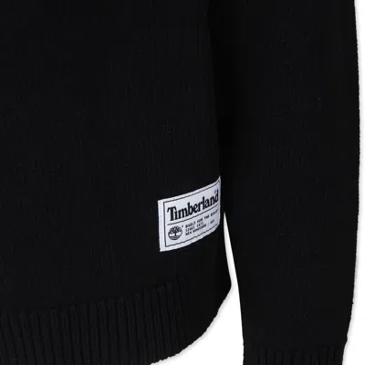 Timberland Black Sweater For Boy With Logo In Black