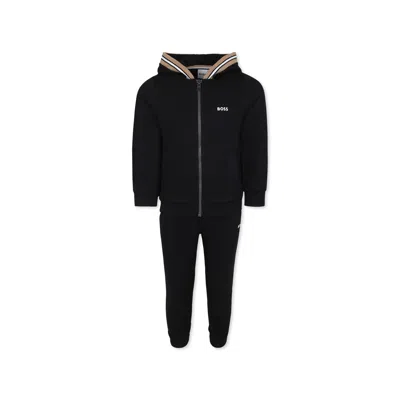 Hugo Boss Black Suit For Boy With Logo In Black