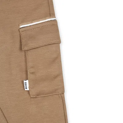 Hugo Boss Beige Trousers For Baby Boy With Logo In Beige