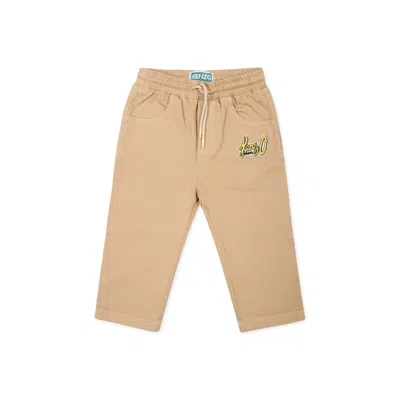 Shop Kenzo Beige Trousers For Baby Boy With Logo