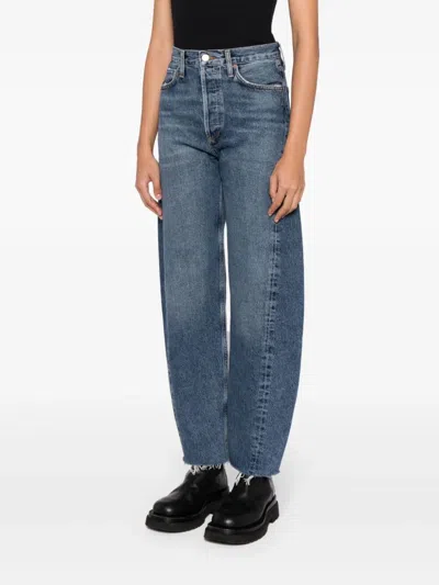 Agolde Luna High Rise Piece Taper Jeans In Control In Black