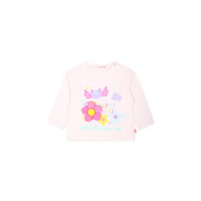 Billieblush Pink T-shirt For Baby Girl With Flowers In Pink