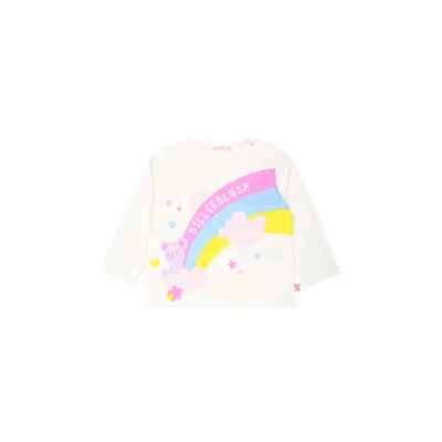Billieblush Ivory T-shirt For Baby Girl With Rainbow In Ivory