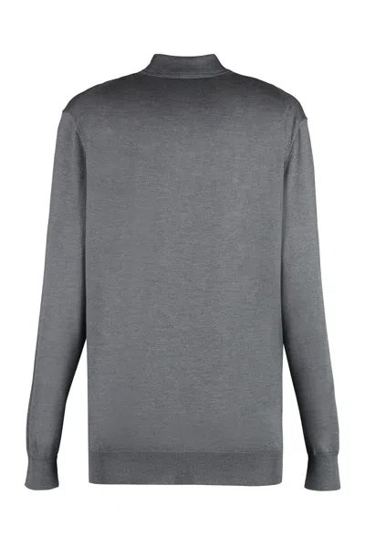 Prada Women's Long Sleeve Knit Polo Shirt In Grey