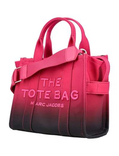 Marc Jacobs The Small Tote Ombre Canvas In Black Hot Pink