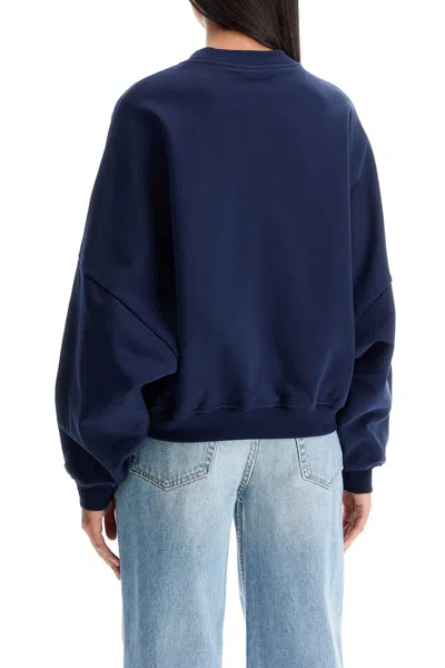 Shop Marni Crewneck Sweatshirt With Logo In Blue Kyanite (blue)