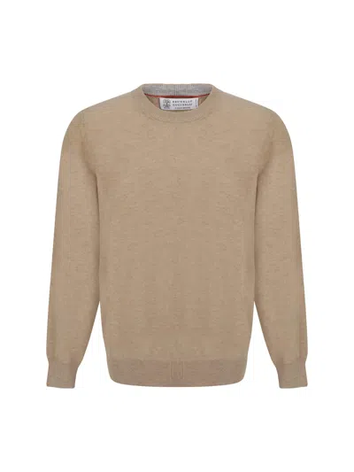 Shop Brunello Cucinelli Sweater In Camel Chiaro+ciottolo