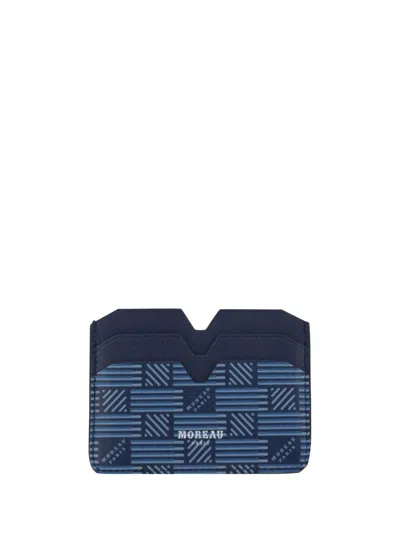 Shop Moreau Paris Credit Card Holder In Navy Blue / Navy Blue