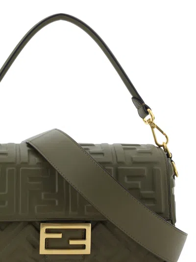 Shop Fendi Baguette Handbag In Avocado+ovibr