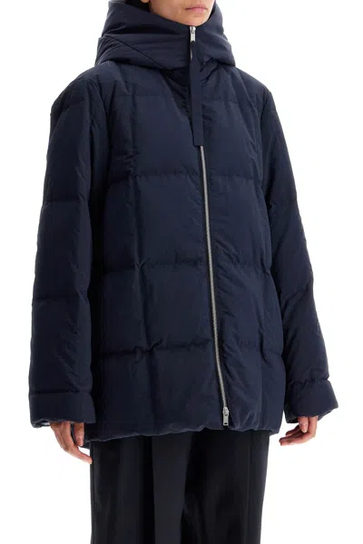 Shop Jil Sander Hooded Down Jacket In Midnight (blue)