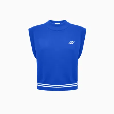 Autry Logo Crew Neck Top With Flap Sleeves In Blue