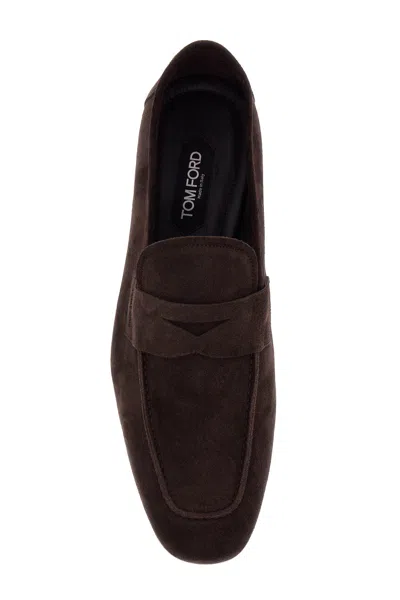 Shop Tom Ford Suede Loaf In Brown (brown)