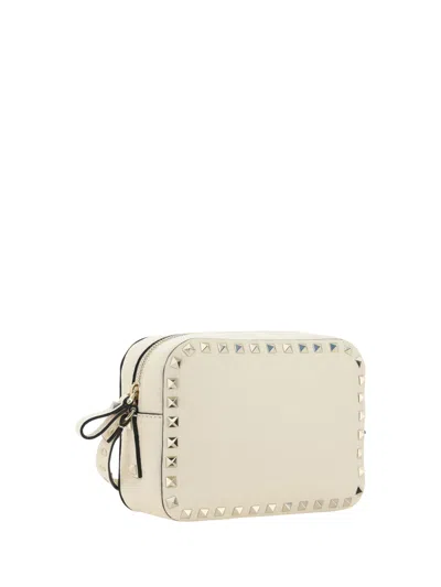 Shop Valentino Rockstud Shoulder Bag In Light Ivory