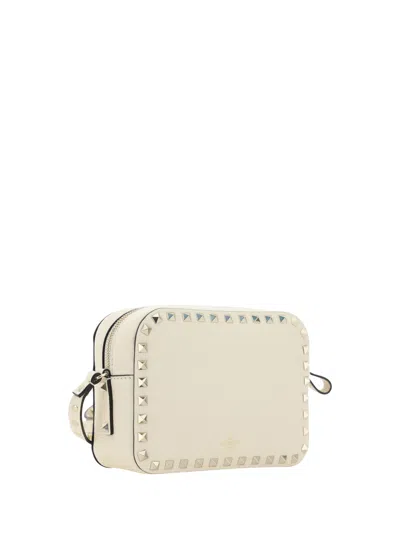 Shop Valentino Rockstud Shoulder Bag In Light Ivory