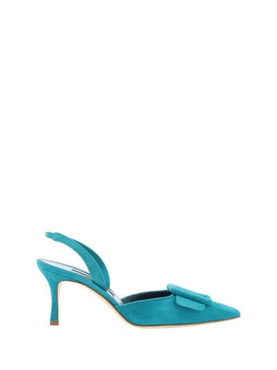 Manolo Blahnik Pointed High-heeled Sandals In Turq
