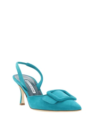Manolo Blahnik Pointed High-heeled Sandals In Turq