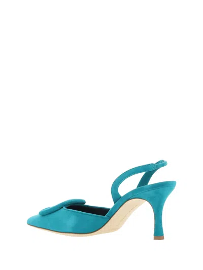 Manolo Blahnik Pointed High-heeled Sandals In Turq