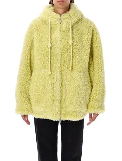 Shop Urbancode Hooded Eco Fur Jacket In Zest