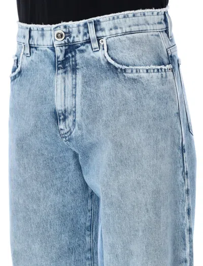 Shop Versace Regular Denim In Blue Stone Wash