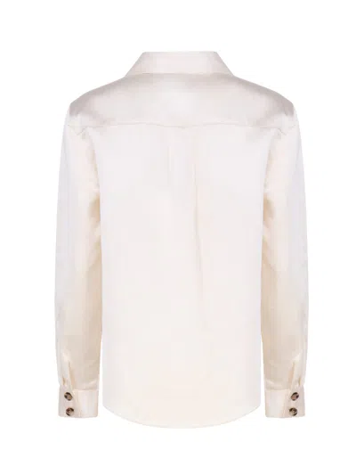 Shop Self-portrait Satin Shirt In White