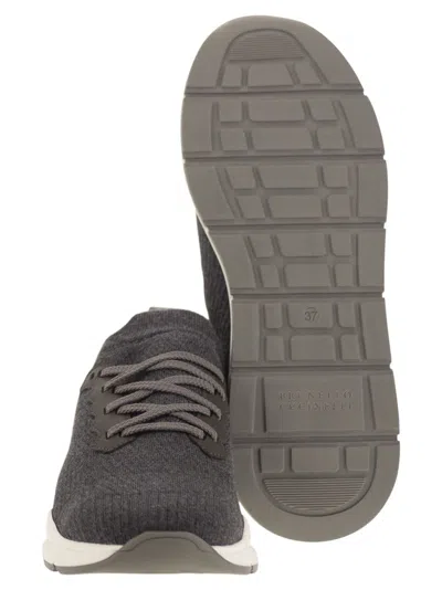 Shop Brunello Cucinelli Runners In Wool Knitwear In Anthracite