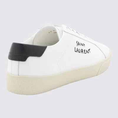 Shop Saint Laurent Off White And Black Leather Court Classic Sl/06 Sneakers