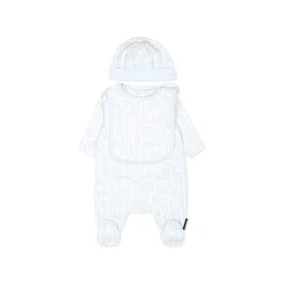 Marc Jacobs Light Blue Babygrow Set For Baby Boy With Logo In Light Blue
