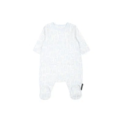 Marc Jacobs Light Blue Babygrow Set For Baby Boy With Logo In Light Blue