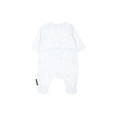 Marc Jacobs Light Blue Babygrow Set For Baby Boy With Logo In Light Blue