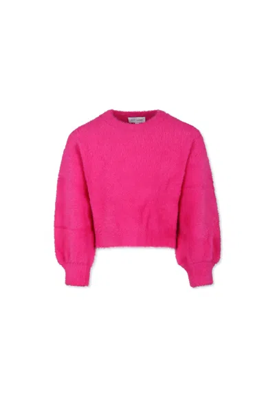 Marc Jacobs Fuchsia Crop Sweater For Girl With Logo In Fuchsia